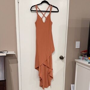 love, Fire Asymmetrical Dress in peach